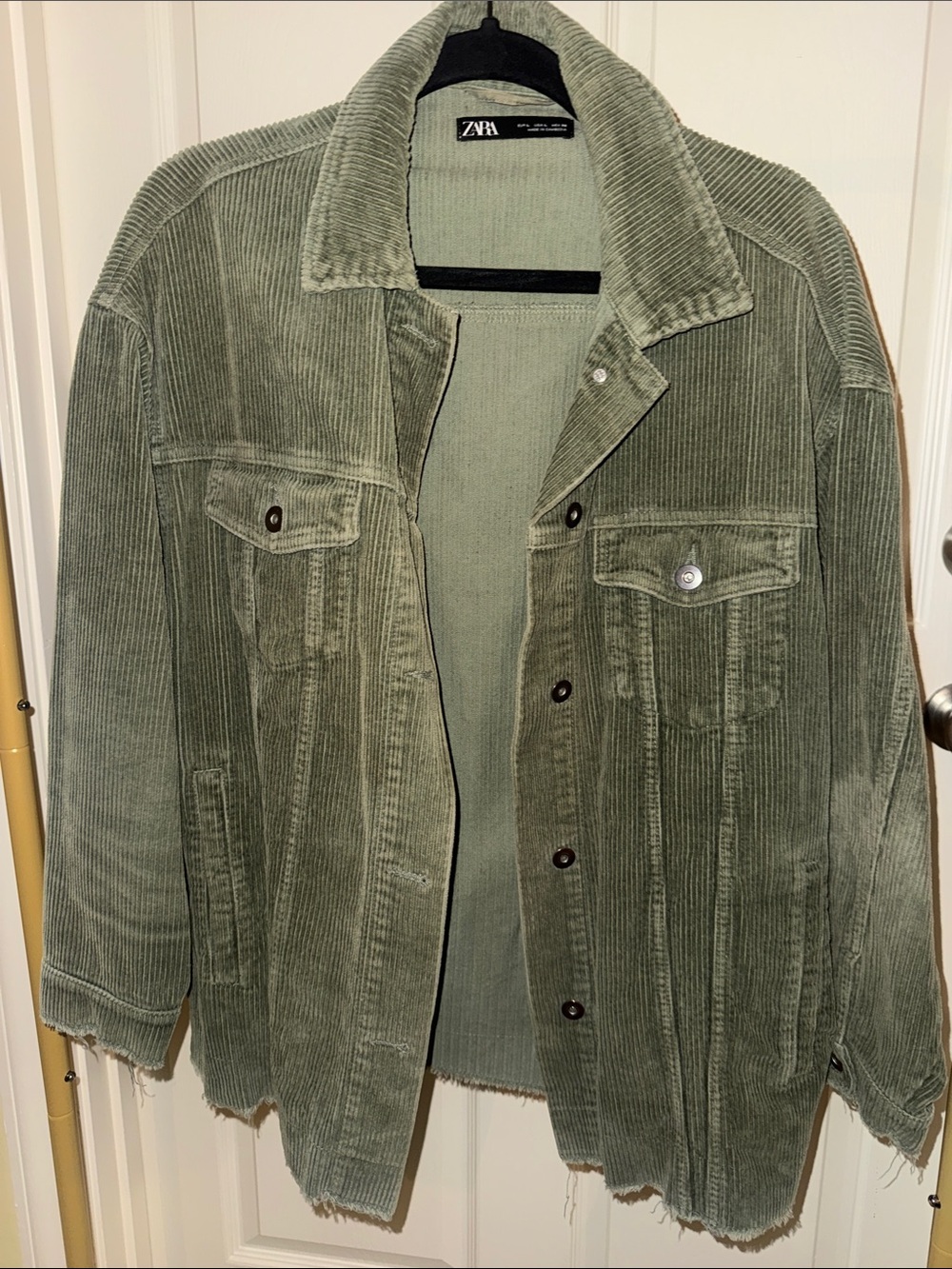 ZARA Olive Green Corduroy Shirt Jacket